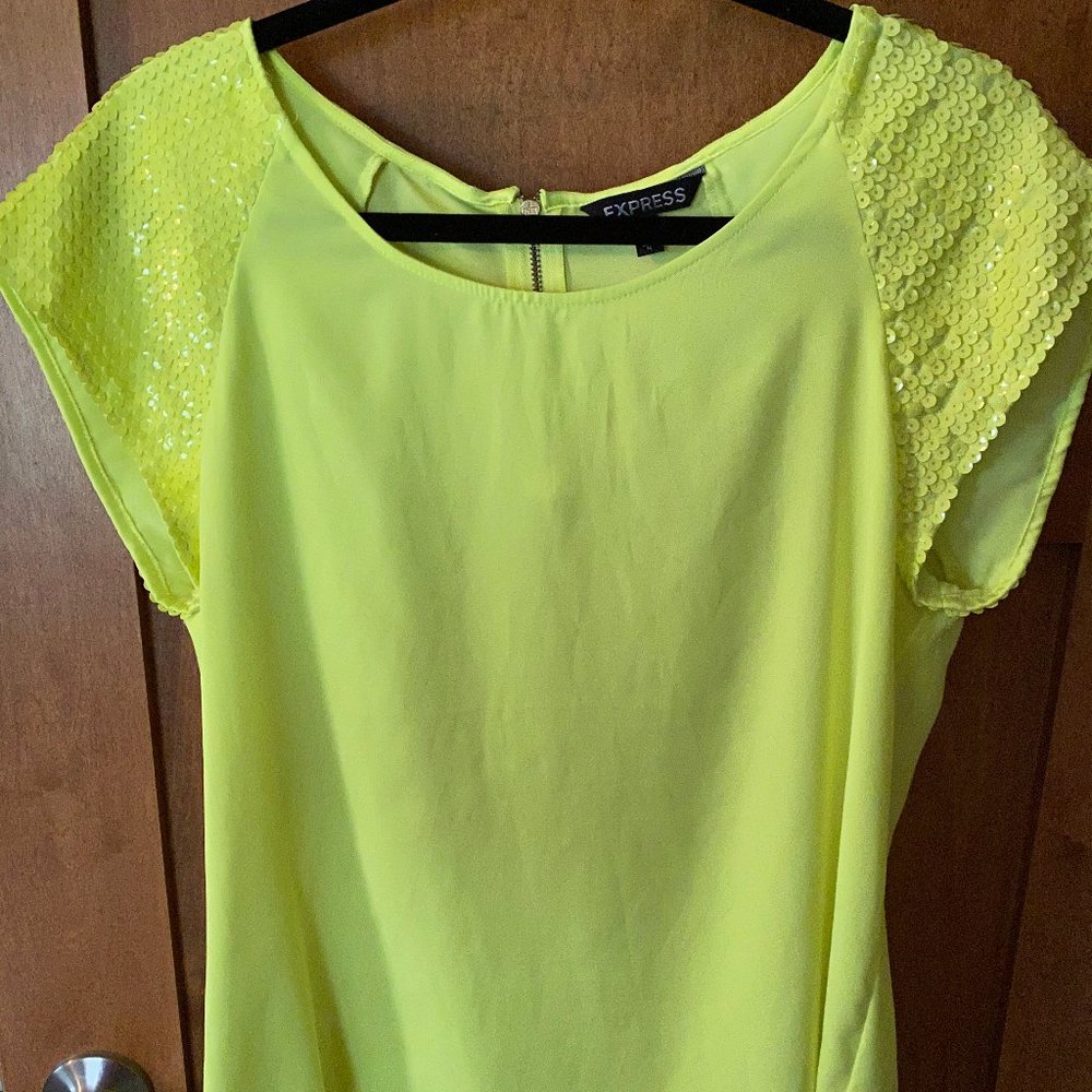 Express Satin Sequence Shoulder Top